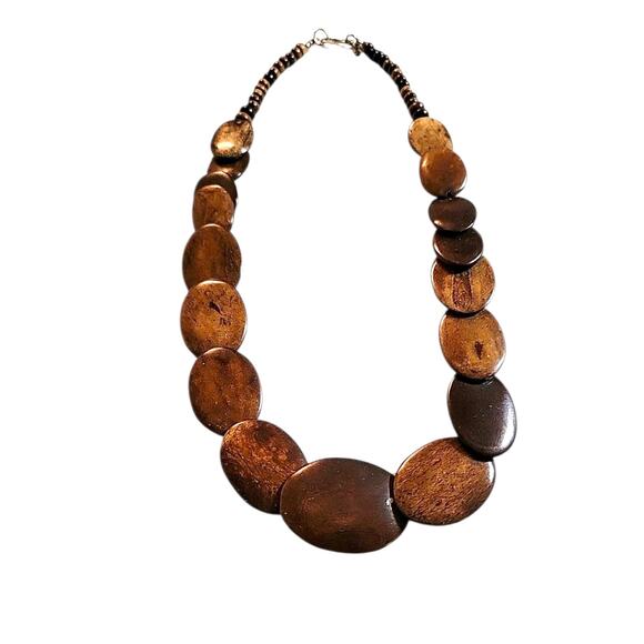 Vintage Kenneth Lane Wood Handmade Statement Necklace - Picture 3 of 4